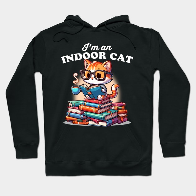 I'm an Indoor Cat Reading Books Hoodie by DetourShirts